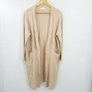 Oak + Fort Beige Open Front Cardigan Sweater M